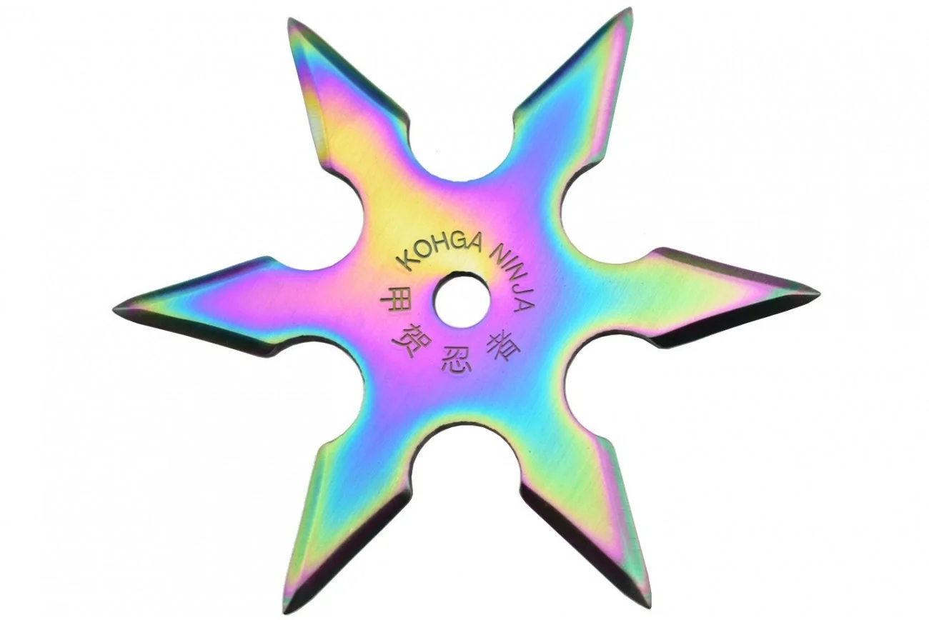 Shuriken 6 branches couleur titane